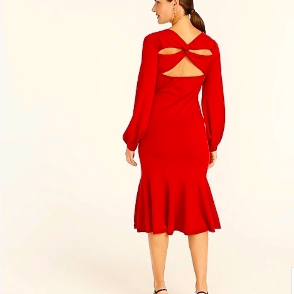 J.Crew Merino Wool Twist-Back Sweater-Dress in Red Color Size Medium - Picture 2 of 8